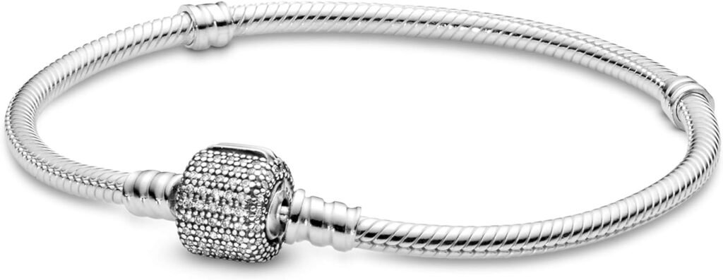 Pandora Moments Sparkling PavÃ© Clasp Snake Chain Bracelet - Compatible Moments Charms - Sterling Silver Charm Bracelet for Women - Gift for Her - 7.1