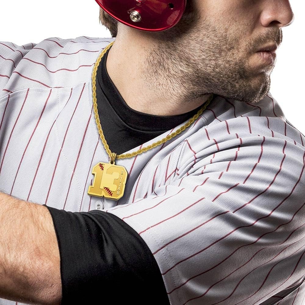 Custom Number Necklace For Men Athletes Stainless Steel Personalized Back Engraved/Name Baseball Pendant Necklace For Son Baseball Chain Charm Sport Softball Team Inspiration Jewelry Christmas Gifts