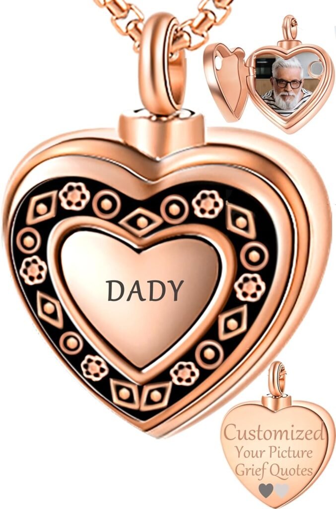 Fanery sue Customized Urns Locket for Human Ashes Keepsake,Personalized Memorial Gifts for Loss of Loved One,Pets Ashes Locket with Picture Inside,Cremation Jewelry Ashes Holder for Women Men