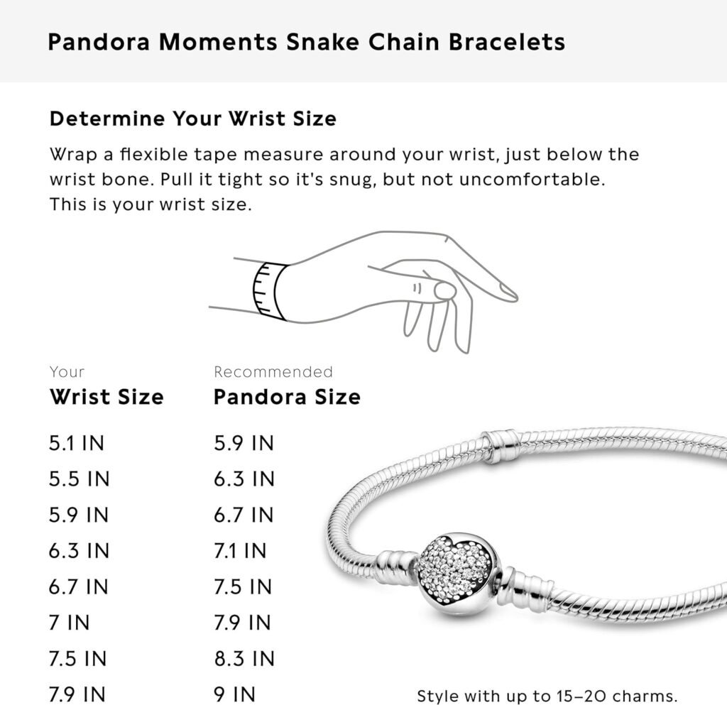 Pandora Moments Sparkling Heart Clasp Snake Chain Bracelet - Compatible Moments Charms - Sterling Silver  Cubic Zirconia Charm Bracelet for Women - Gift for Her - 7.9