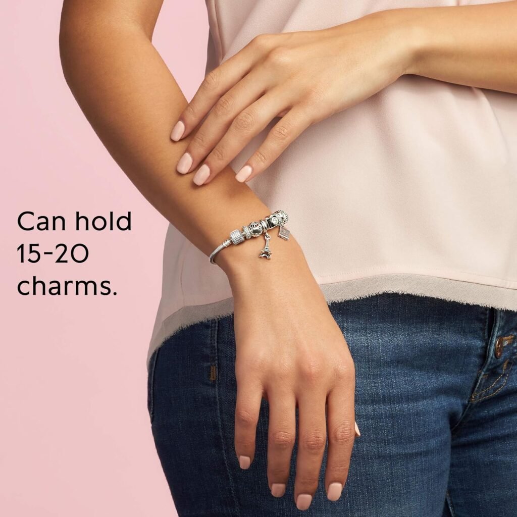 Pandora Moments Sparkling PavÃ© Clasp Snake Chain Bracelet - Compatible Moments Charms - Sterling Silver Charm Bracelet for Women - Gift for Her - 7.5