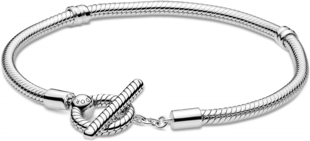 Pandora Moments T-Bar Snake Chain 925 Sterling Silver Charm Bracelet