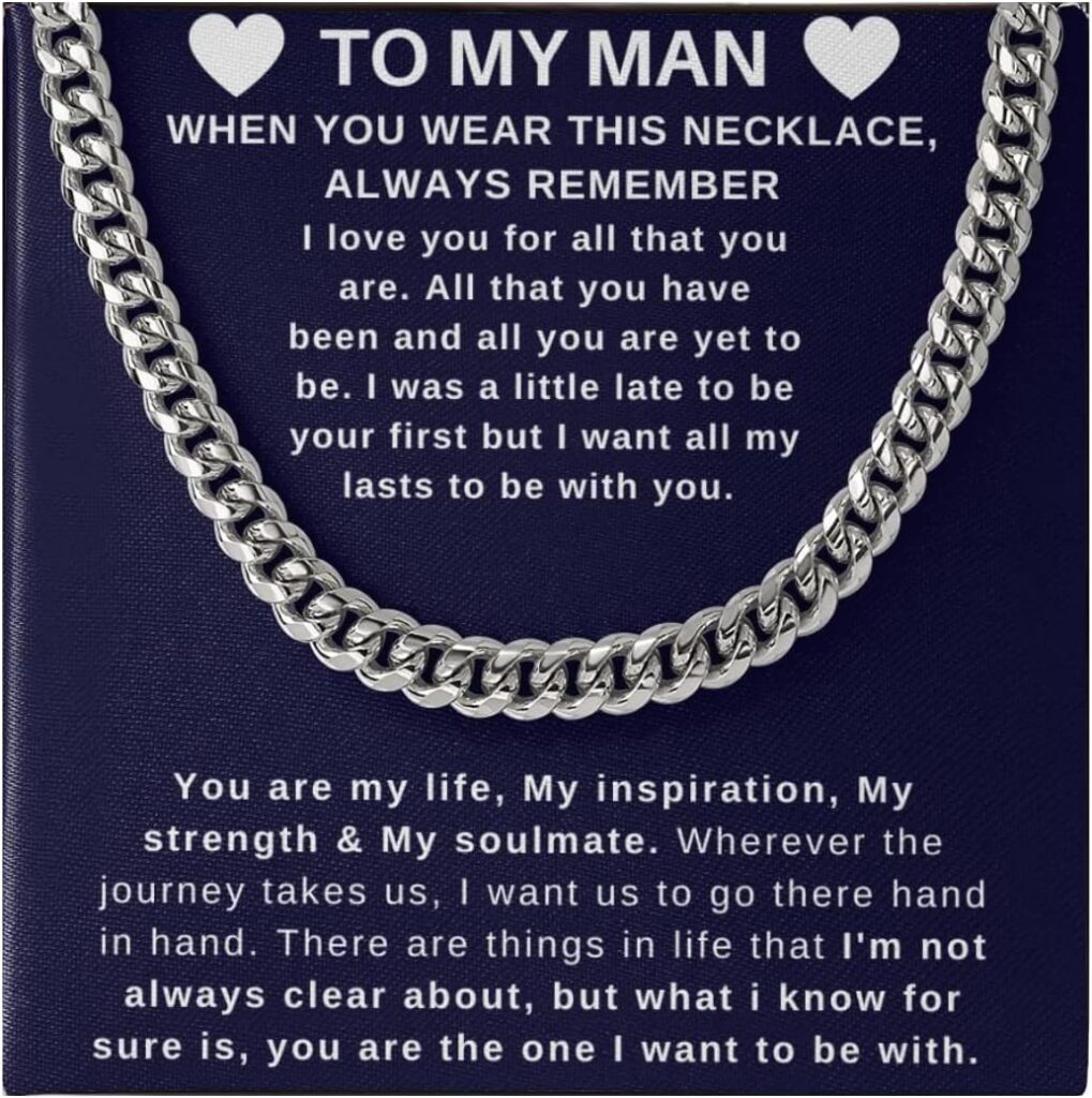 To my Man Husband Boyfriend Soulmate, Husband necklace from wife, necklace for boyfriend, cuban Chain Necklace, Custom Jewelry, Last Minutes Gift Ideas for Him, personalized Necklace