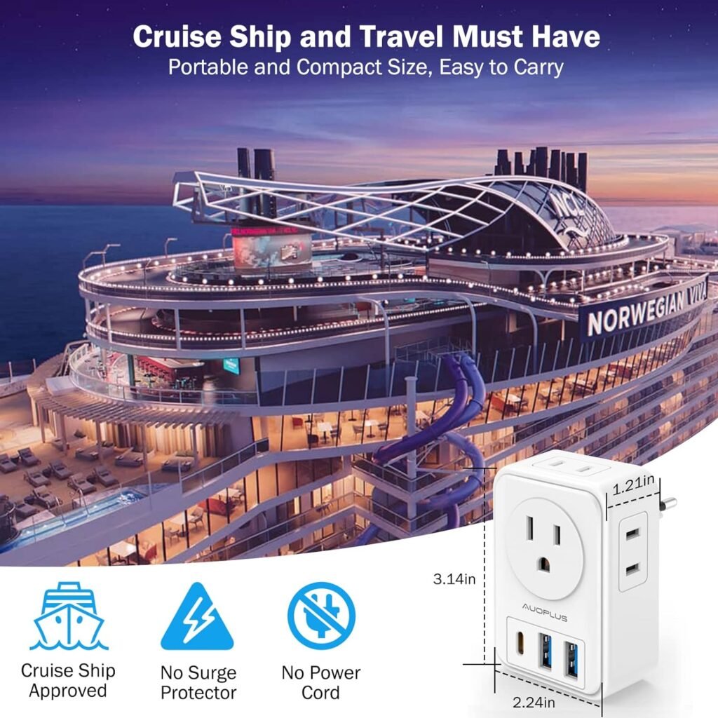 2 Pack European Travel Plug Adapter with USB C, US to Europe Power Adapters with 4 AC Outlets, 3 USB Charging Ports, International Plug Adapter, 7 in 1 Travel Essentials for Italy France Greece