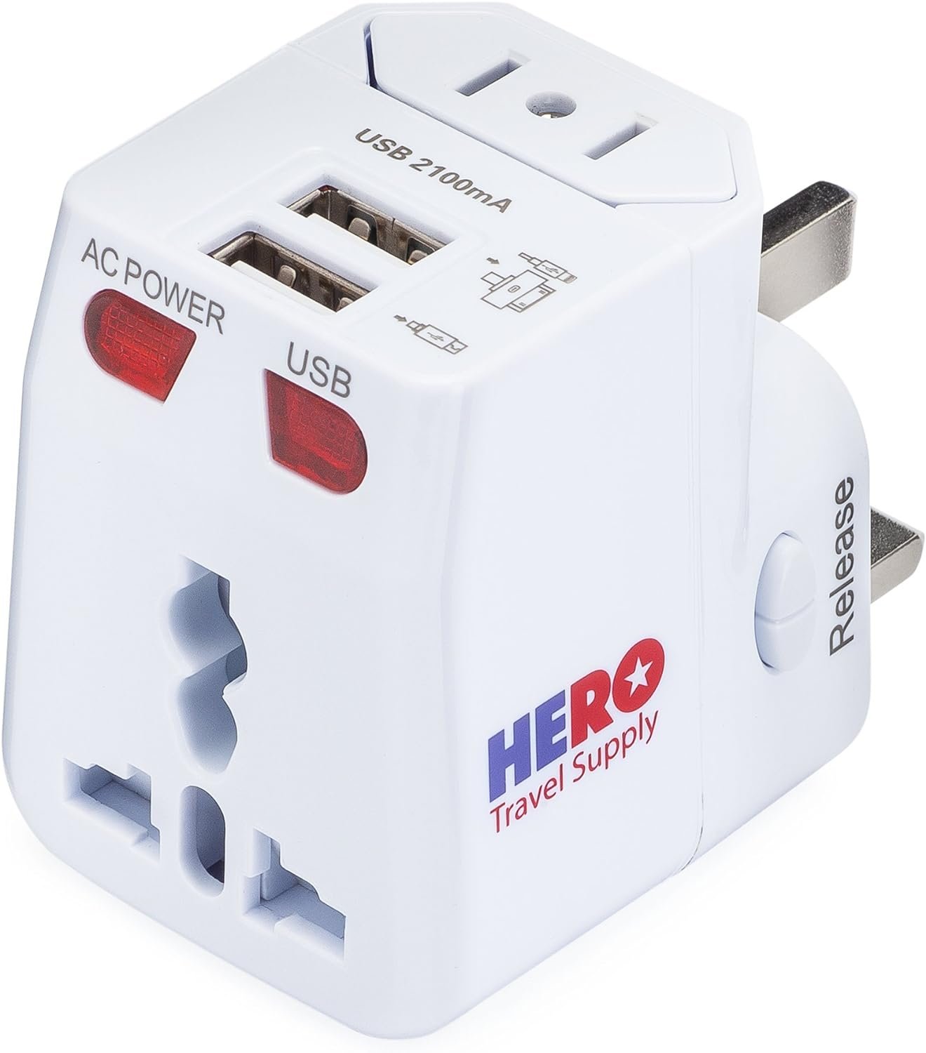 Hero Universal Travel Adapter 2 Usb Ports Power Plug For Us Europe France Uk Ireland Thailand Nz Australia 100 Countries