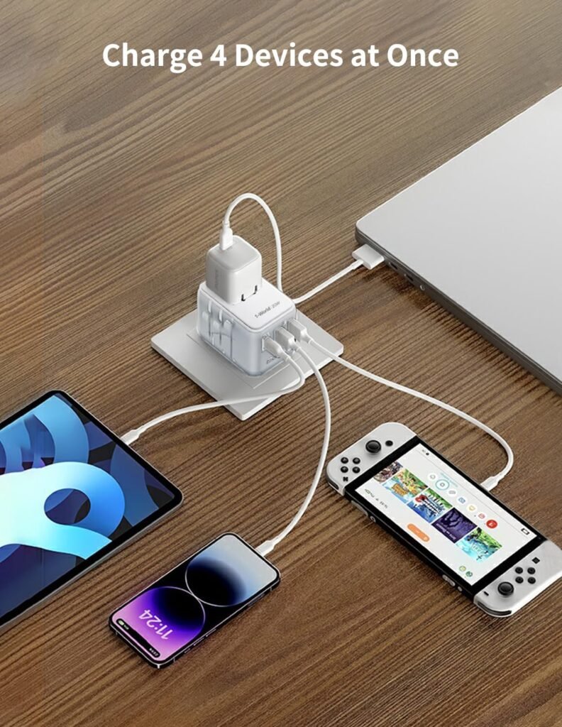 MOMAX Universal Travel Adapter Worldwide 35W, Fast Charging International Power Adapter with PD3.0, QC3.0, USB C, All in One World Plug Adapter for US EU UK AUS Laptops Tablets Phones, Small Size