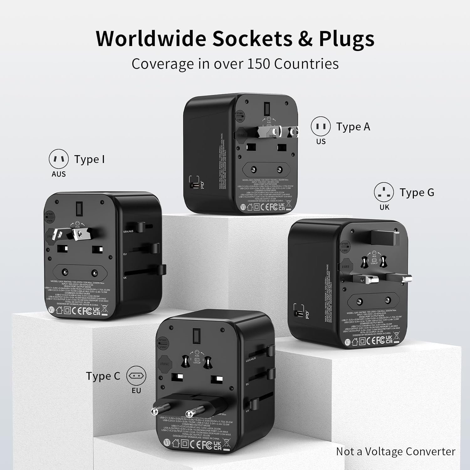 Momax Universal Travel Adapter Worldwide 35w Fast Charging International Power Adapter With Pd30 Qc30 Usb C All In One W 2