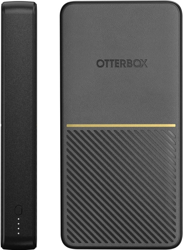 OtterBox Power Bank, schnelles Laden, 20,000 mAh externer Akku mit USB-A 18W und USB-C 18W Ausgangsleistung, Status LED, schlankes, sturzgeschÃ¼tztes robustes Design, Schwarz