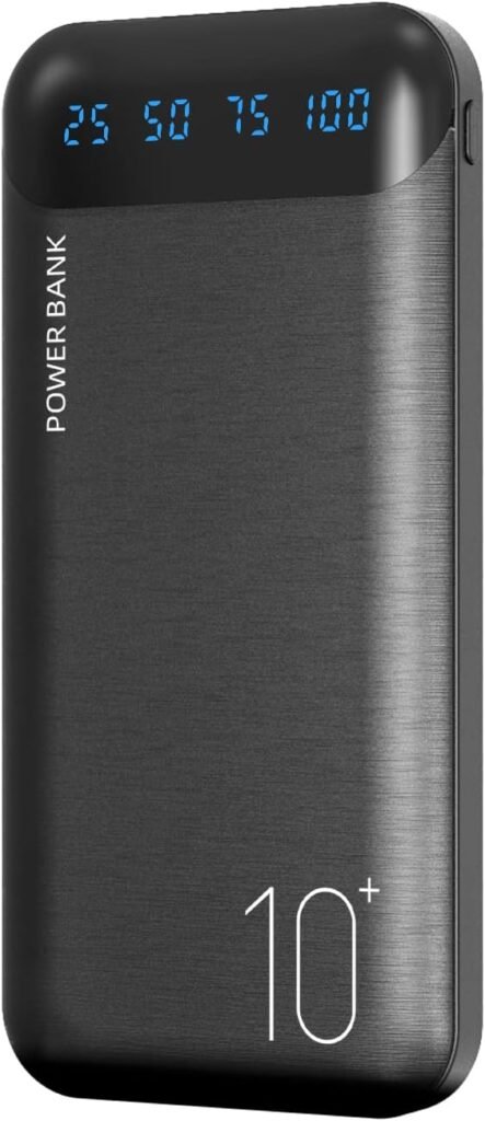 Power Bank 10000 mAh Mobile Phone Portable Charger External Battery Pack with 2 USB 2.4A Outputs and USB C Input Compatible with Huawei iPhone 12 11 X iPad Samsung Galaxy S20 Android Tablet More