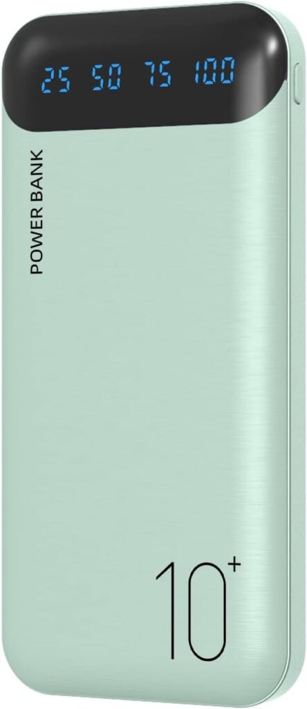 Power Bank 10000 mAh Mobile Phone Portable Charger External Battery Pack with 2 USB 2.4A Outputs and USB C Input Compatible with Huawei iPhone 12 11 X iPad Samsung Galaxy S20 Android Tablet More