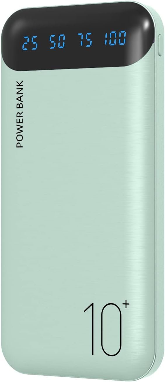 Power Bank 10000 Mah Mobile Phone Portable Charger External Battery Pack With 2 Usb 24a Outputs And Usb C Input Compatib