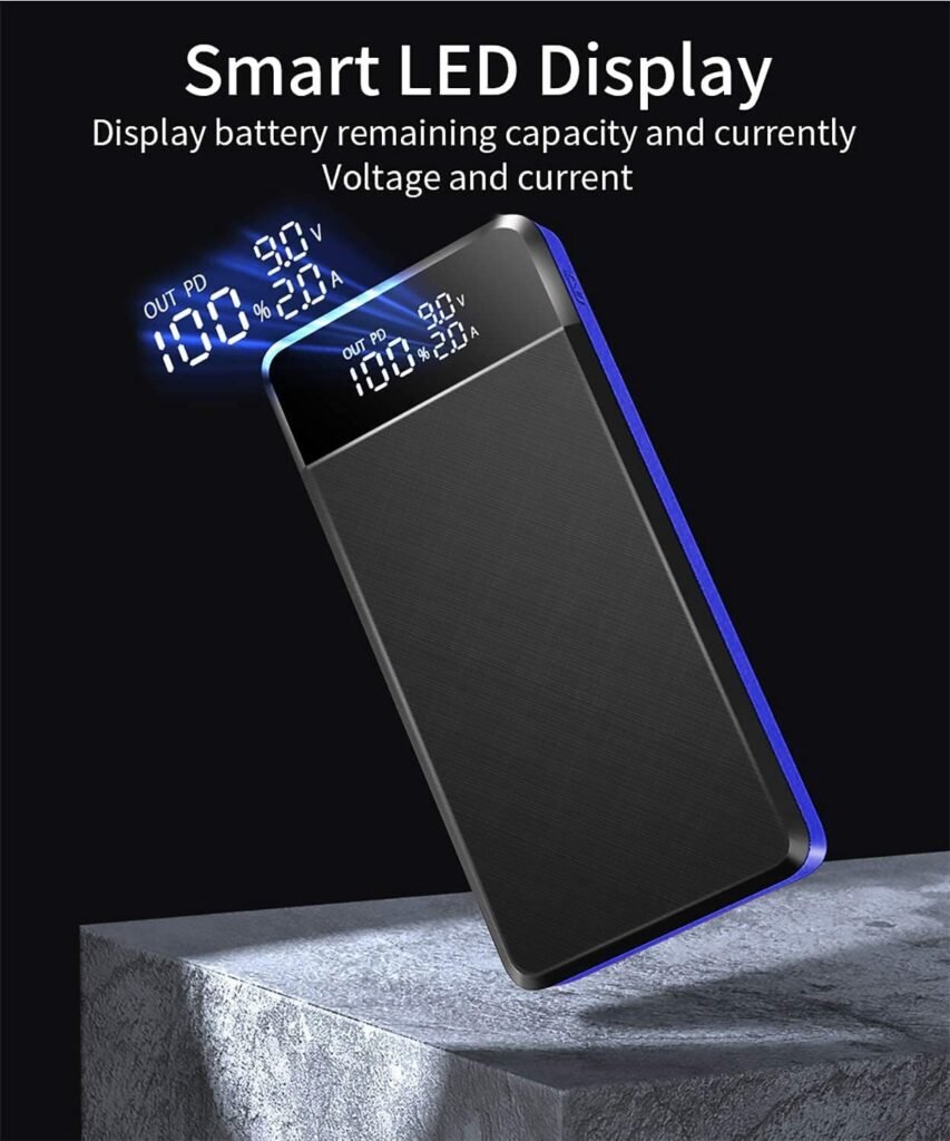 Power Bank 30000 mAh 25 W PD3.0 Fast Charging External Battery, Power Bank USB C Portable Devices with 3 Inputs  3 Outputs, LED Display, Torch, Compatible with Smartphone, Tablet and More