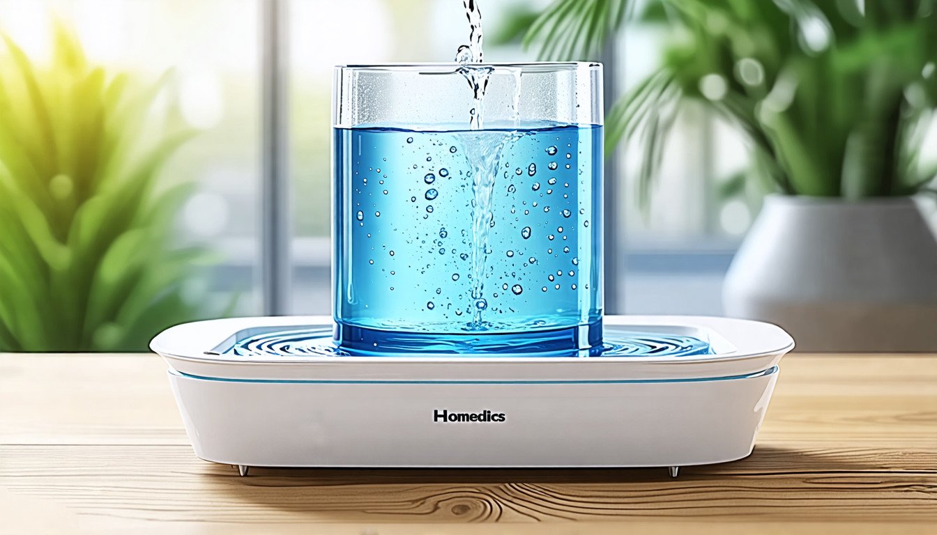 Homedics Tabletop Water Fountain, Home Décor Soothing Sound Machine - Automatic Pump, Deep Basin & Natural River Rocks. Indoor Zen Relaxation for Office, Living Room, or Bedroom, 8.25” Tall