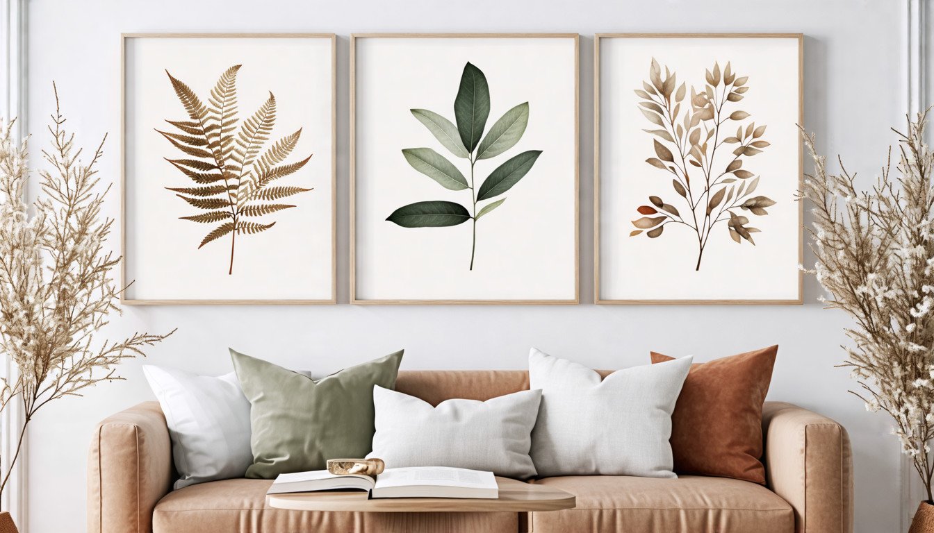 Neutral Botanical Prints Wall Art Decor Plant Minimalist Canvas Pictures Vintage Beige Wall Art Modern Farmhouse Line Poster Boho Abstract Painting Artwork for Bedroom 16x24 Inch Unframed Set of 3