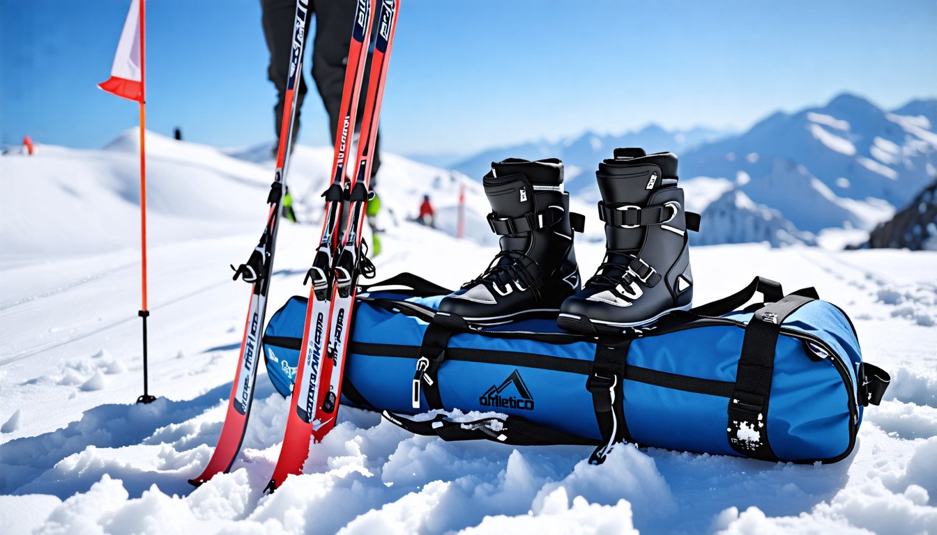 Athletico Padded Two-Piece Ski and Boot Bag Combo Store & Transport Skis Up to 200 CM and Boots Up To Size 13 Includes 1 Padded Ski Bag & 1 Padded Ski Boot Bag